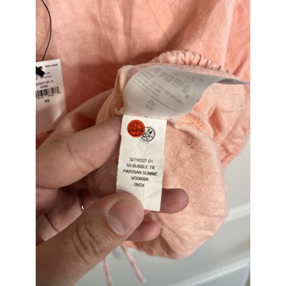 Banana Republic Linen Blend Tie Hem Top Sz XS Baby Pink NWT Boho Cute - Picture 4 of 8